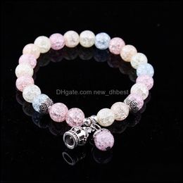 Beaded Strands Luxury Crown Blasting Crystal Bracelet 8Mm Men And Women Elastic Charm Jewelry Womens Mens Gift 12Psc Drop Delivery 2 Dhr5C