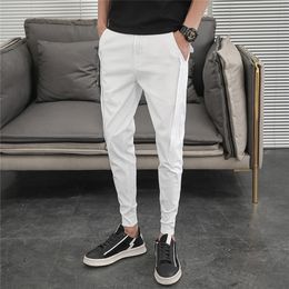 Men's Pants Korean Summer Fashion Design Slim Fit Harem Ankle Length Solid All Match Hip Hop Joggers Trousers 220827