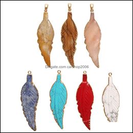 Pendant Necklaces Natural Feather Necklace Angel Wing Pendants Women Fashion For Bracelet Earring Jewellery Making Drop Delivery 2021 Ca Dho2M