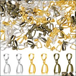 Clasps Hooks 100Pcs/Lot Metal Pinch Clip Clasp Bail Finish Necklace Pendant Claw Hook Connectors Accessories Findgings For Jewellery Di Dhjfe