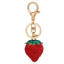 Diamond Strawberry Keychains Cartoon Fruit Keychain Ladies Bag Decoration Pendant Fashion Accessories Key Chain