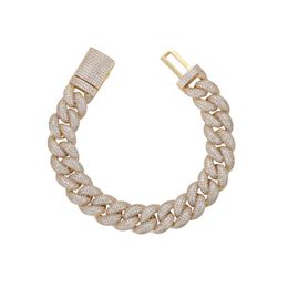 Cuban Link Bracelet 14K Gold Plated / Silver Plated Iced Out Hip Hop Jewellery Cubic Zirconia Bracelets in 7 - 8 inches