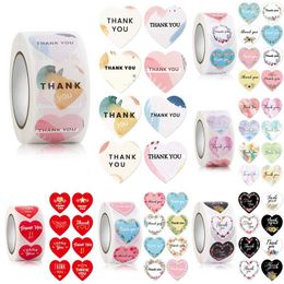 Gift Wrap 500pcs/2.5cm Heart Thank You Stickers Flowers Sealing For Valentine's Day Wedding Envelope Labels