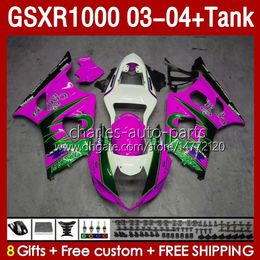 OEM Fairings For SUZUKI GSXR-1000 K 3 GSXR 1000 CC K3 03 04 Bodys 147No.141 GSX-R1000 1000CC GSXR1000 03-04 GSX R1000 2003 2004 Injection Mould Fairing & Tank pink glossy