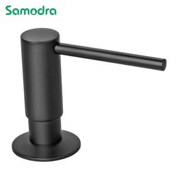 Liquid Soap Dispenser Samodra Black Liquid Soap Dispensers Brass Pump Head With 500ML PE Bottle Build in Dispenser soap For kitchen accessories 220827