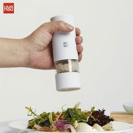 Mills Huohou Electric Pepper And Salt Grinder Set with LED Light 5 Modes Herb Spice Grain Grinding Core Automatic Mill Kitchen Tool 220827