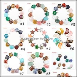 Charms Fashion Healing Crystal Point Turquoise Amethyst Rose Quartz Chakra Heart Moon Natural Stone Pendants For Necklaces Jewellery Dr Dhudt