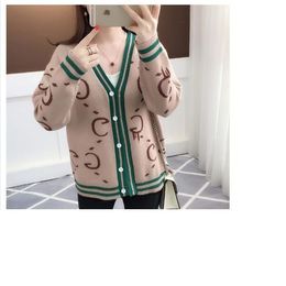 2022C new Dropping desinger women's sweaters Loose Knitted Cardiagn Casual V-neck with buttons Drop-shoulder Sleeve Sweater Coat Female Chic Crochet Outerwear