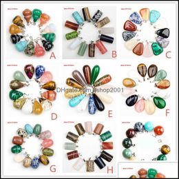 Charms Fashion Water Drop Healing Crystal Point Turquoise Amethyst Rose Quartz Chakra Heart Moon Natural Stone Pendants For Necklaces Dhuqt