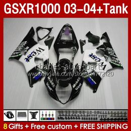 Fairings Kit & Tank For SUZUKI GSXR-1000 K 3 GSXR 1000 CC K3 03-04 Injection mold Body 147No.129 GSX-R1000 1000CC GSXR1000 2003 2004 GSX R1000 03 04 OEM Fairing black west