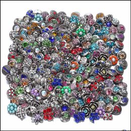 Components 12Mm Mixed Rhinestone Flower Snap Button Jewellery Black Metal Snaps Buttons Fit Bracelet Bangle Noosa Drop Delivery 2021 Fin Dhpzo