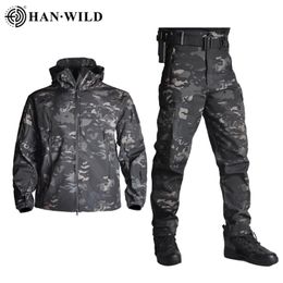 Men's Jackets 5XL Tactical Clothing Pants Men Fleece Jacket Army Windproof Camo Hunting Suit Windbreakers Military Hiking Soft Shell 220826