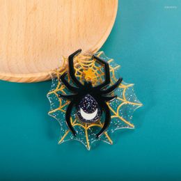 Brooches APSVO Handmade Acrylic Halloween Spider For Women Men Brooch Sweater Scarf Buckle Safety Pins Bag Jewellery Accessories