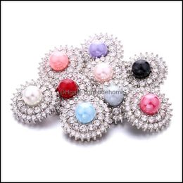 Clasps Hooks Wholesale Mix Acrylic Snap Buttons Clasp 18Mm Metal Rhinestone Decorative Sunflower Button Charms For Diy Snaps Jewelry Dhjgb