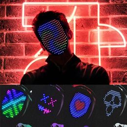 Party Masks LED Face Light Up with 50 Pattern Display Masquerade Dj Costume Coolest With Gesture Switch 220827