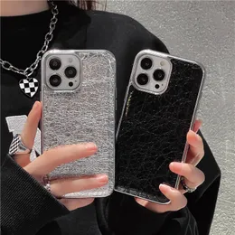 Plating Cracked Pattern Leather Phone Cases for iPhone 13 12 11 Pro Max Durable Full Protective Soft Bumper Personality Shell Shockproof