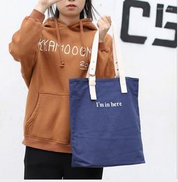 Evening Bags Fashion Letter Canvas Bag Wild Pure Colour Environmental Protection Shoulder Simple Casual Portable Female