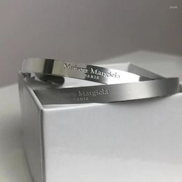 Bangle EA MMM Letter Fashion Bracelet Titanium Steel Smooth Frosted Open-ended Couple Personalized Versatile Accessories