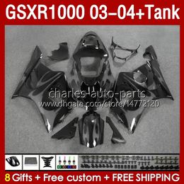 OEM Fairings Kit For SUZUKI GSXR 1000 CC K3 GSXR-1000 2003-04 Bodywork 147No.206 GSX-R1000 1000CC GSXR1000 03 04 GSX R1000 2003 2004 Injection Mould Fairing flames grey