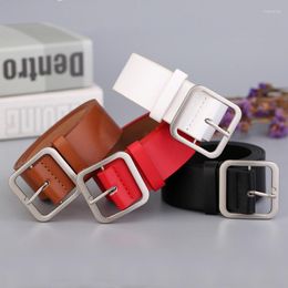 Belts Women Belt Square Pin Buckle Decoration Elegant Simple Wild Student Retro Jean Ladie Wide Fashion 2022 Design