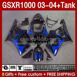 OEM Fairings Kit For SUZUKI GSXR 1000 CC K3 GSXR-1000 2003-04 Bodywork 147No.203 GSX-R1000 1000CC GSXR1000 03 04 GSX R1000 2003 2004 Injection Mould Fairing blue glossy