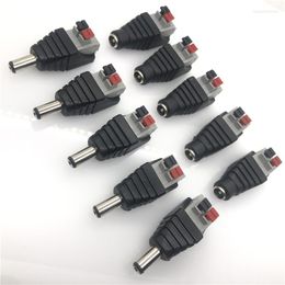 Lighting Accessories 10pcs Adapter Plug DC 5.5 X 2.1 Mm Male To Terminal Block With Push Button 2pin Connector 2.1MM Female Socket