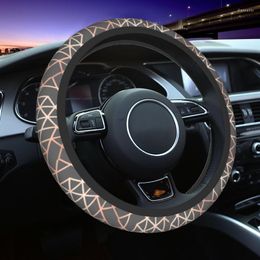 Steering Wheel Covers Rose Gold And Gray Geometric Pattern Cover Abstract Protector Universal 15 Inch Car Accessories