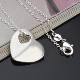 Chains Brands Romantic Heart Pendant 925 Stamped Silver Necklace For Women Fashion Streetwear Party Wedding Jewellery Gifts