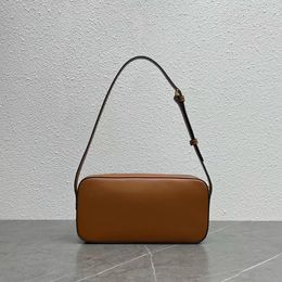 Top Quality Designer Triumphal Arch Rectangle Camera Bags Tan Colour Smooth Calf Leather Cross Body Bag Suede Lining One Shoulder Bag Zipper Closure Baguette Handbag