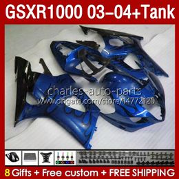 OEM Fairings Kit For SUZUKI GSXR 1000 CC K3 GSXR-1000 2003-04 Bodywork 147No.218 GSX-R1000 1000CC GSXR1000 03 04 GSX R1000 2003 2004 Injection mold Fairing blue flames