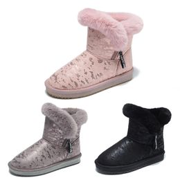 New Top Thick Outdoor Warm Cotton shoes Snow boots female short tube cute lazy one pedal winter cotton in Martin net red Black with the paragraph Size 36-40