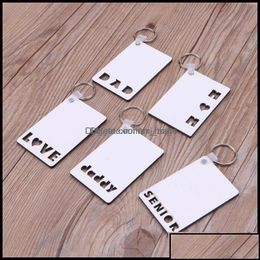 Christmas Decorations Festive Party Supplies Home Garden Sublimation Blank Keychain Pendant Mdf Double Sided Printing Heat Transfer K Dhqvl