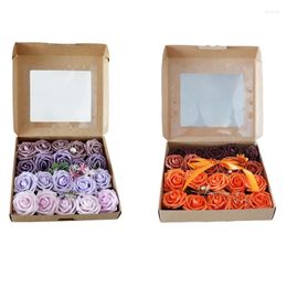 roses centerpieces for weddings UK - Decorative Flowers Artificial Roses Bouquet Box Set For DIY Bridal Wedding Centerpieces