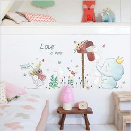 Wall Stickers Cartoon Elephant And Children's Room Sticker Study Bedroom Decoration Art Mural Kids