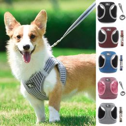 Dog Collars Reflective Collar Harnesses Adjustable Pet Vest Leashes Set For Medium Dogs Walking Breathable Mesh Chest Strap Products