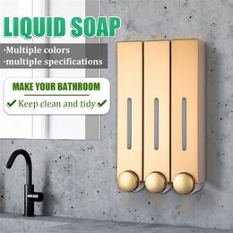 Liquid Soap Dispenser el Manual Press Soap Dispenser Single Double Three-head Wall-mounted Hand Sanitizer Bottle Shampoo Shower Dew Dispenser 220827