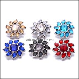 Clasps Hooks Wholesale Assorted Rhinestone Snap Buttons Clasp 18Mm Metal Decorative Teardrop Zircon Button Charms For Diy Snaps Jewel Dhkmp