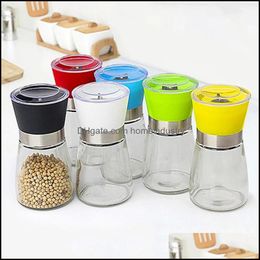 Mills Kitchen Tool Salt Pepper Grinder Mill Manual Glass Mler Spice Grinding Bottle Seasoning Pot Colorf Connt Grinders Dbc Drop Deli Dhtl6