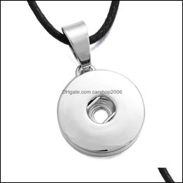 Pendant Necklaces Noosa 18Mm Snap Button Necklace Sier Colour Rope Leather Chain For Women Ginger Snaps Buttons Jewellery Drop Delivery Dhpe6