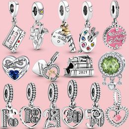 925 Silver Fit Charm Bracelet Bead Birthday Celebration Anniversary Dangle Charmes Ciondoli Diy Fine Beads Jewellery