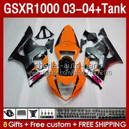 Fairings orange grey Kit & Tank For SUZUKI GSXR-1000 K 3 GSXR 1000 CC K3 03-04 Injection Mould Body 147No.118 GSX-R1000 1000CC GSXR1000 2003 2004 GSX R1000 03 04 OEM Fairing