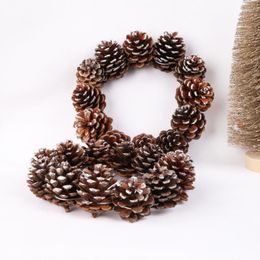 Decorative Flowers 17cm Christmas Pine Cone Garland Head Wreath Tree Decoration Home Decor Cones Rattan