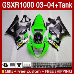 Fairings Kit & Tank For SUZUKI GSXR-1000 K 3 GSXR 1000 CC K3 03-04 Injection Mould Body 147No.119 GSX-R1000 1000CC GSXR1000 2003 2004 GSX R1000 03 04 OEM Fairing green stock