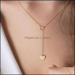 Pendant Necklaces Love Heart Necklace Female Gift Trendy Sier Gold Color Pendant Clavicle Chain Choker Necklaces For Wom Dhseller2010 Dh7Fg