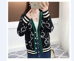 2022C winter desinger women's sweaters Loose Knitted Cardiagn Casual V-neck with buttons Drop-shoulder Sleeve Sweater Coat Female Chic Crochet Outerwear