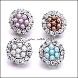 Charms Wholesale Sier Colour Snap Button Acrylic Jewellery Findings Crystal Rhinestone 18Mm Metal Snaps Buttons Diy Bracelet Jewellery D Dhcp6