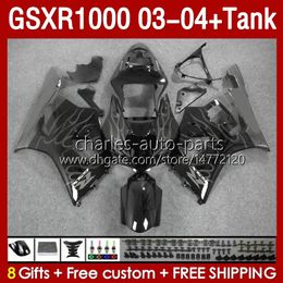 OEM Fairings Kit For SUZUKI GSXR 1000 CC K3 GSXR-1000 2003-04 Bodywork 147No.215 GSX-R1000 1000CC GSXR1000 03 04 GSX R1000 2003 2004 Injection mold Fairing grey flames