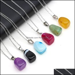 Pendant Necklaces Irregar Stripped Agate Reiki Healing Crystal Energy Stone Quartz Fashion Women Men Jewellery Wholesale Drop Delivery Dhle2