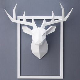 Decorative Objects Figurines 3D Animal Head Wall Hanging Decoration Animal Figurine Living Room Wall Decor Home Interior Decoration 220827