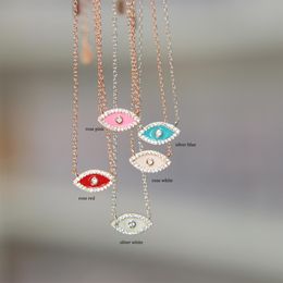 925 Sterling Silver Silver Eale Eye Hily Necklace Cute Lovey Girl Lady Gift Gioielli Fine Argento Turkish Lucky Symbol Jewelry224H